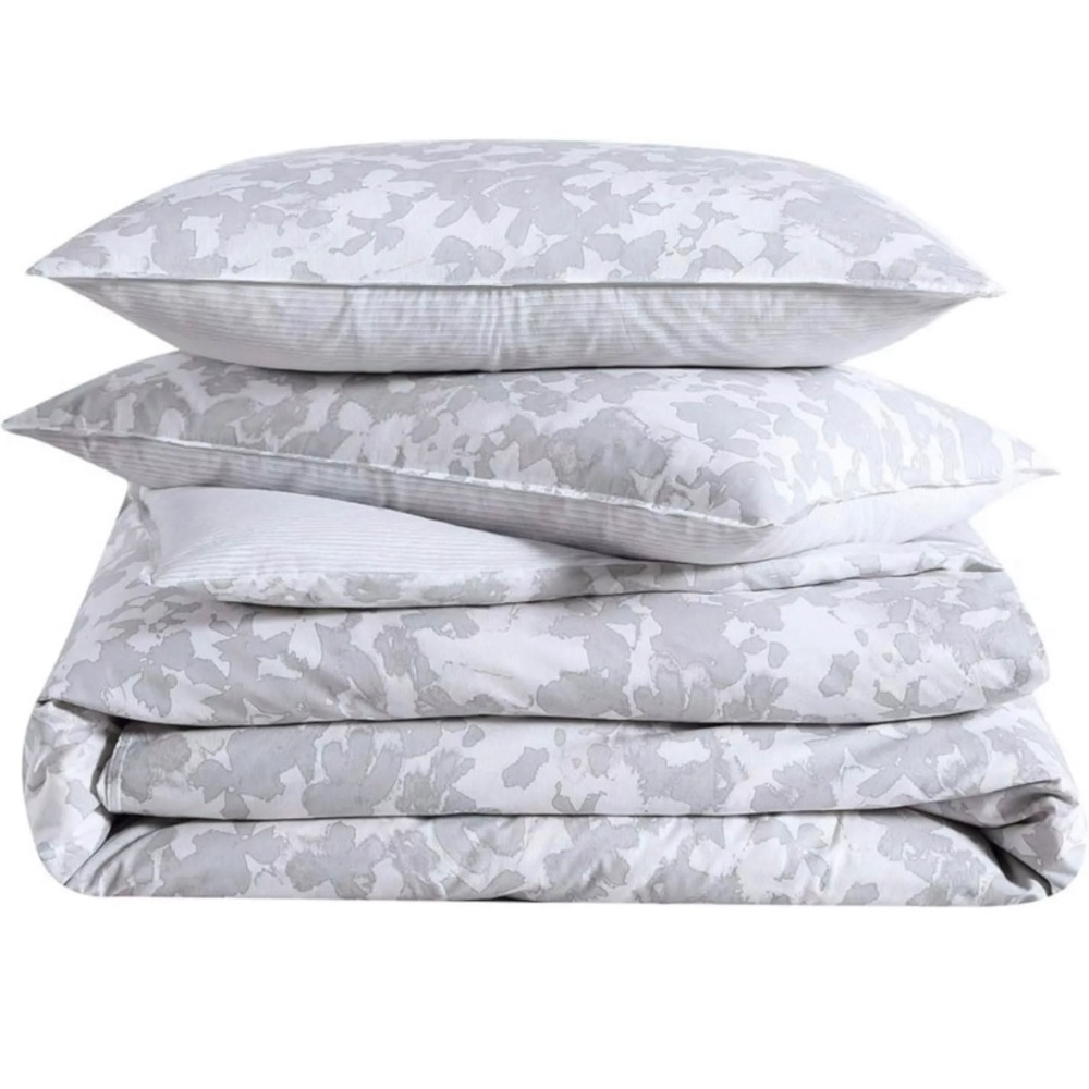 Kenneth Cole Reversible King Comforter Set - 100% Organic Cotton, Merrion Floral